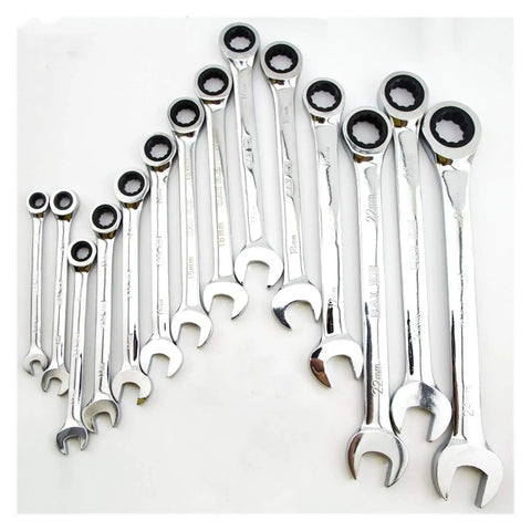 Ratchet Spanner Set 24mm Hand Tool For Car Repair Metric Wrench Kit With Easy Grip Compact Universal Torque Wrenches Displayed