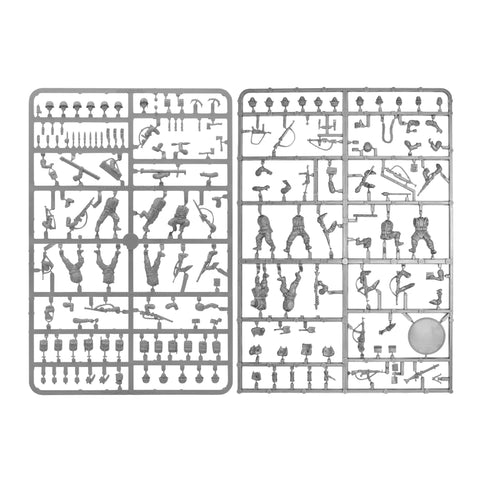 World War II 28mm Tabletop Battle Game Starter Set With 12 German Grenadiers And 12 US Rangers Miniatures Includes 68 Page Field Manual Plastic Ruins Ready To Roll For Two Or More Players sprue