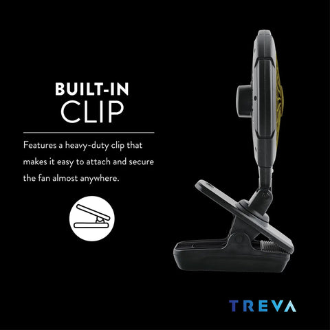 Side view of 5 Inch Battery Powered Clip On Fan With Clamp 2 Pack showing built-in clip and pivot functionality.