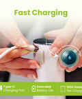 Portable Handheld Vacuum Sealer For Food With 32 Reusable Bags being charged via USB-C port showcasing digital display