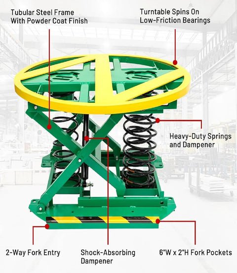 Steel Spring Pallet Level Loader With 4500 Pound Capacity Automatic Height Adjuster And Ergonomic Skid Positioner That Takes The Heavy Lifting Off Your Backs For No Sweat Shifts On The Freight Floor