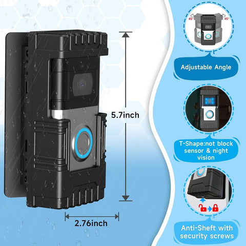No Drill Anti Theft Doorbell Mount For Blink And Ring Video Doorbells With 360 Degree Coverage And Adjustable Angle Keeps Your Doorbell Safe From Theft Fits Models 1 Through Pro Great For Home Apartment Office
