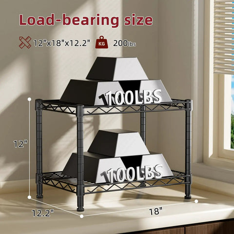Slick Two Tier Wire Storage Rack With Sturdy Metal Frame For Under Desk Organization And Pantry Storage Shelving Tough Floor Unit No Sweat Assembly Heavy Duty Home Office Essential