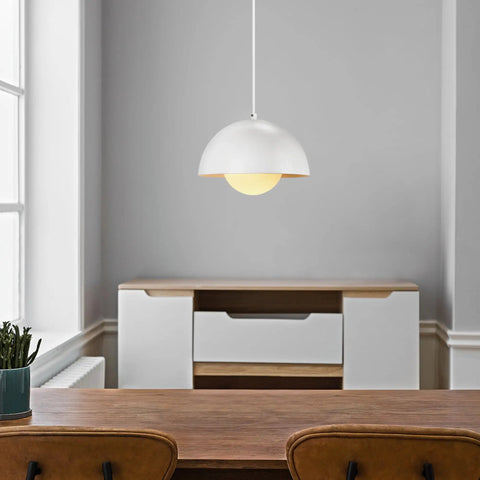 Matte White Plug In Pendant Light With White Glass Shade 15 Foot Cord Easy To Install For Bedroom Living Room Kitchen Island Sleek Modern Glam Vibe Ambience Durable And Safe Home Lighting Solution Bulb Not Included