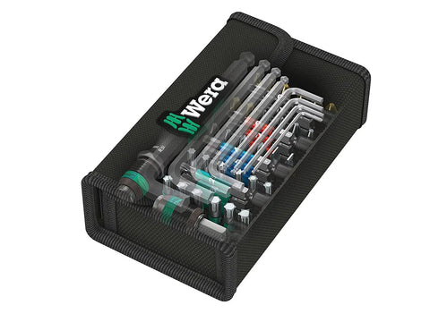 Compact 52 Piece Metric Bit Set With Textile Pouch Rapidaptor Quick Bit Change And 25 mm Torsion Bits For Long Life Pro Grade Build In Durable Surface Protecting Case, shown in a textile pouch