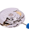 ETA 2824-2 Sellita SW200 Automatic Watch Movement With Quick Date Set, 26 Jewels, close-up of silver and gold gears