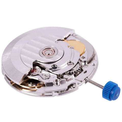 ETA 2824-2 Sellita SW200 Automatic Watch Movement With Quick Date Set, 26 Jewels, close-up of silver and gold gears