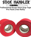 Professional Drumstick Grip Tape Two Pack Red Cotton Gauze rolls, 38mm wide, ideal for enhancing grip and control for drummers.