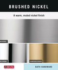 Brushed nickel, polished chrome, and champagne bronze finishes for Slick SpotShield Brushed Nickel 4 Piece Bathroom Hardware Set.