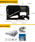 60 In 1 Emergency Survival Gear Kit with multi-tool card and thermal blanket for camping and hiking