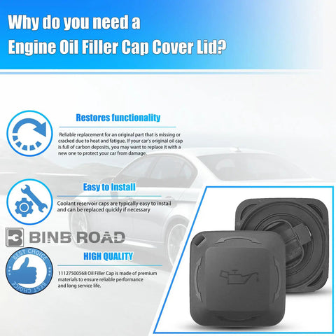 Image showing Engine Oil Filler Cap Cover Lid for BMW 3 Series E46 E90 E60 325i 330xi 325Ci 525i 525xi 530i 530xi Z4 Replacement Seal