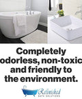 Pour On Tub And Tile Reglazing Kit For Sinks And Tubs, DIY Bathroom Remodel With Gloss White Finish displayed with tub and sink
