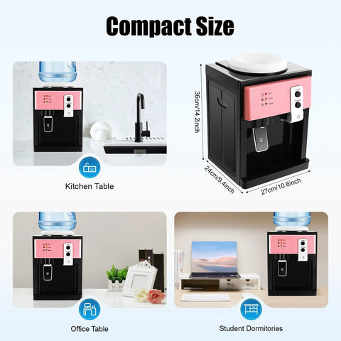Top Loading Water Dispenser For 5 Gallon Bottle With Hot And Cold On Tap Water Rose Gold Countertop Machine in various settings
