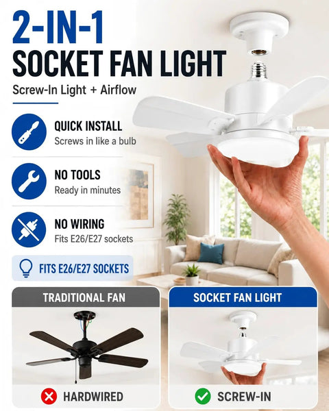 Upgraded 17 Inch Ceiling Fan With Integrated Light Kit And Wireless Remote Featuring Straight Up Quiet Dc Motor Reversible Airflow For Bedroom Kitchen Garage All Season Comfort, hands installing screw-in socket fan light
