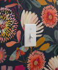 Custom Printed Colorful Blue Floral Vinyl Wallcovering Featuring Subtle Leather Texture Paste Apply Built Tough Commercial Grade Decor Roll For Offices Hotels And Restaurant Spaces Certified Favorite with light switch.