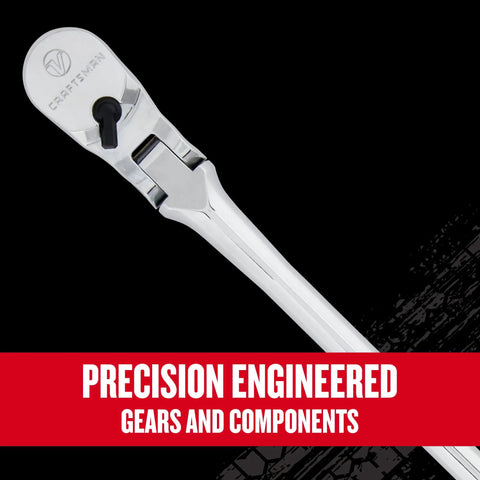 V Series Half Inch Drive Ratchet With 3.75 Inch Arc Swing And 180 Degree Articulating Flexible XL Head Enclosed 96 Tooth Gear
