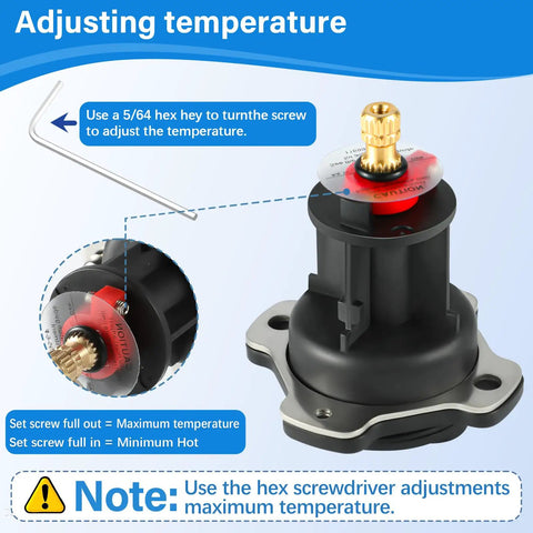 Mixer Cap and Pressure Balancing Unit Repair Kit for Kohler Shower Valves K-304 use hex key to adjust temperature