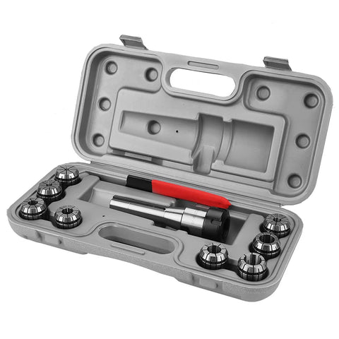 Rock Solid Er32 Collet Chuck Holder Set For Pro Milling Drilling And Boring Cnc Work in a protective case with eight collets.