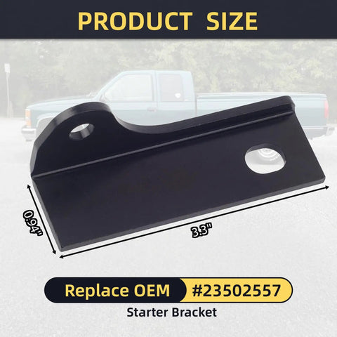 Sturdy Starter Mounting Bracket For Cars And Trucks Beefy Steel Support That Keeps Starter Holes From Cracking And Bolts From Stripping Easy Install Reduces Vibration Keeps Your Starter Tight For Quick Dependable Cranks, black steel, 3.5 x 0.94 in