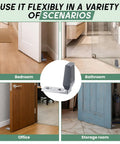 Image of Four Pack Floor Door Stops Set Heavy Duty Floor Mounted Door Stoppers With Rubber Bumpers in bedroom, bathroom, office, storage room.