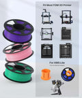 PLA Plus Filament 1.75mm White 1kg Spool for Most FDM 3D Printers with Beefy Toughness in different colors and compatible printers shown