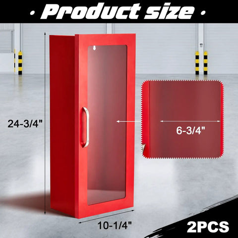 Two Pack Ten Pound Fire Extinguisher Cabinet For Wall Or Surface Mount Red 22 Gauge Steel Built To Last Heavy Duty
