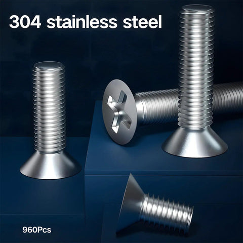 Beefy 960 Piece Laptop Screws Set In 304 Stainless Steel Flat Head Countersunk Machine Screws For SSD Drives display