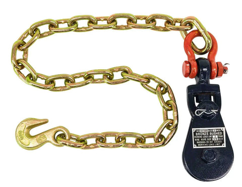 2 Ton Snatch Block With Chain For Flatbed Tow Trucks And Rollback Wreckers Cable Heavy Duty G70 Chain With Grab Hook