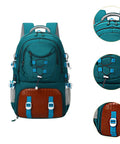 Trail Ready Hiking Backpack Rucksack in dark green with detailed compartments for outdoor adventures and camping, nylon material.