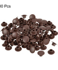 100 Pack Plastic Snap In Screw Hole Plugs 6mm Diameter Flush Shelf Button Caps For Furniture Cabinet Cupboard Dark Brown