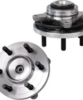 4WD Front Wheel Bearing Hub Brake Kit For 2015 2016 2017 Ford F-150 6 Lug With Front Ceramic Brake Pads Rotors Hubs And Brake Cleaner Fluids Included Today - close-up of hub assembly components