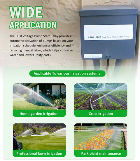 Universal Dual Pole Pump Start Relay 110V 220V Replacement For Irrigation Systems And Water Pumps 24 VAC Compatible PSR110220