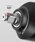 Close-up of 1/2 inch drive on Shop Grade Impact Pneumatic Wrench Delivers Serious Torque And Knockout Punch.