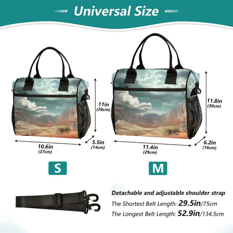 Desert Landscape Cloud Large Cooler Bag With Leakproof Insulated Lunch Tote For Women Portable Soft Cooler For Beach, sizes S and M shown