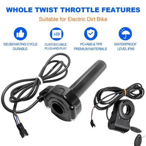 Q20 Full Twist Throttle With Rolling Bearing Ebike Cable Kit For Electric Dirt Bike No Grips 1.5M Cable Plug And Play Install Easy Upgrade For Smoother Acceleration And A Bangin Ride