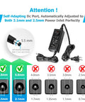 Diagram of UL Listed 12V 5A Power Supply 60W AC DC Switching Adapter Wall Wart Converter 100-240V Input 50-60Hz connectors.