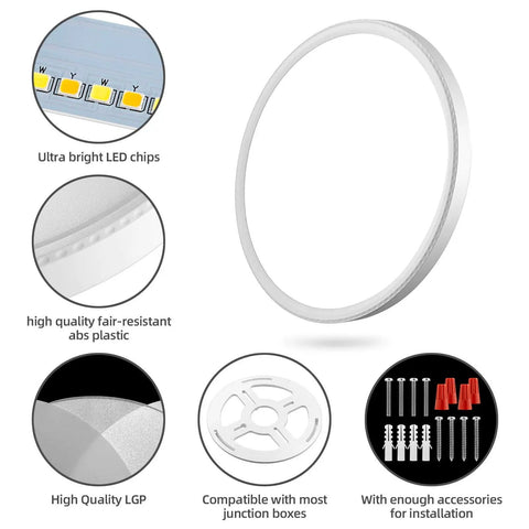 Two Pack Dimmable LED Flush Mount Ceiling Light 12 Inch 28W 3100 Lumens components and installation accessories