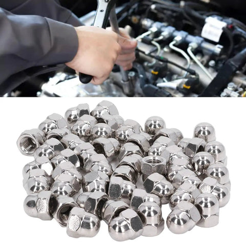 Premium 50 Pcs Stainless Steel Cap Nut Set With #7 Hex Dome Fasteners For Vehicle Maintenance Repair And Machine Equipment Build Projects Featuring Durable M8 M10 And M12 Sizes, cap nuts for engine repair