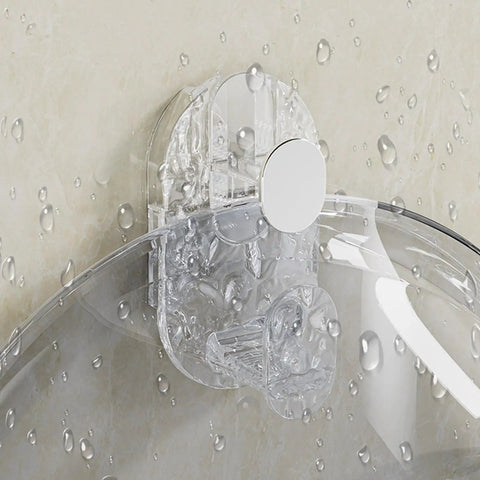Grippy Wall Mount Hook With Heavy Duty Adhesive Strip No Stress Drilling Required on wet tile, showing clear pc grip mount for kitchen use.