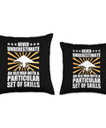 Hang Glider Throw Pillow With Dope Humorous Quote Never Underestimate An Old Man With A Particular Set Of Skills Gift For Hang Gliding Fans