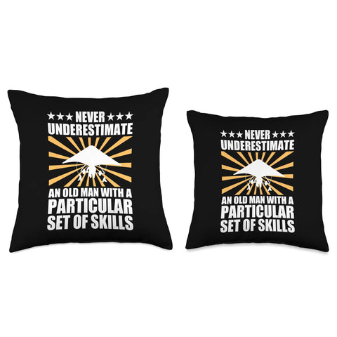 Hang Glider Throw Pillow With Dope Humorous Quote Never Underestimate An Old Man With A Particular Set Of Skills Gift For Hang Gliding Fans