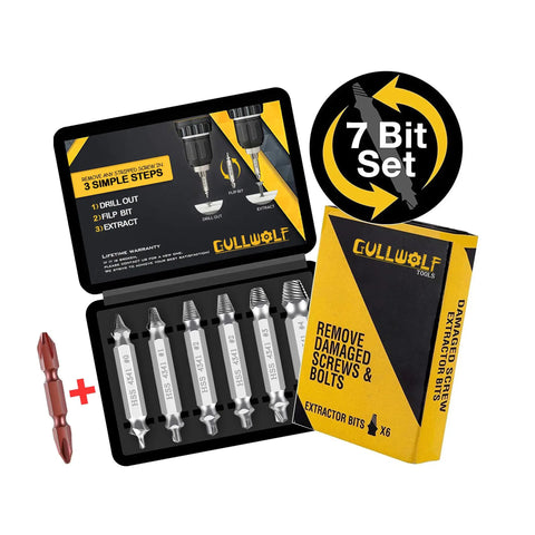 Damaged Screw Extractor Set For Stripped Screws And Bolts 6 Piece High Speed Steel Drill Bit Tools in case with packaging