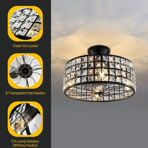 Industrial 18 Inch Ceiling Fan With Light Remote Control In Black Farmhouse Metal Cage With Wood Vintage Vibe Enclosed Ceiling Fan