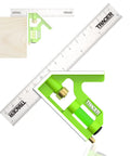 Badass 6 Inch Combination Square With Built In Level And Etched Scribe Durable Stainless Steel Ruler displaying level and scribe function.