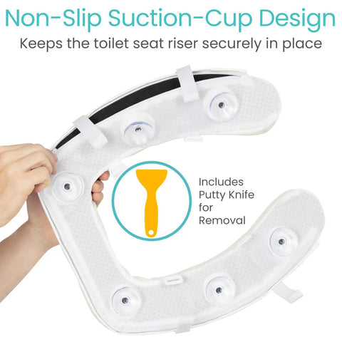 Solid Comfort Universal Toilet Seat Riser Cushion For Seniors Helping Hip Knee Pain Relief Elevated Bathroom Seat No Fuss Setup Thick Padding Makes Every Sit Stand Transfer Smooth Stress Free Daily Essential Aid