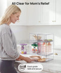 Clear Stackable Storage Drawers Set Of 5 Plastic Organizer Bins With Built In Handles For Countertop Space Saving Storage in kitchen.