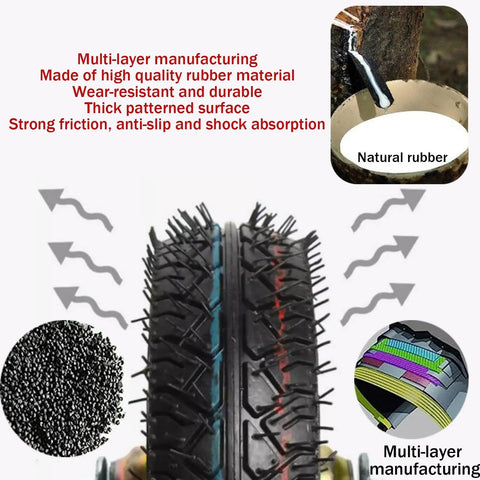Top Shelf Heavy Duty Pneumatic Rubber Casters And Solid Wheels delivering knockout shock absorption with a durable, textured rubber tire.