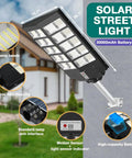 1000W Solar Street Light 80000LM Dusk To Dawn Outdoor Flood Lights Waterproof Security Lighting With Beast Mode Brightness
