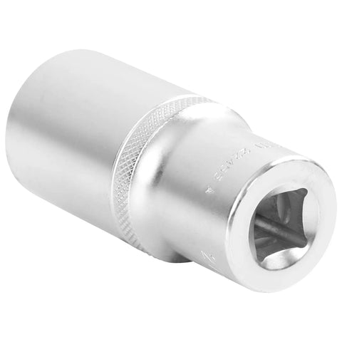 27mm Metric Deep Socket With Thin Wall Design, 6 Point, Knurled Grip For Easy Finger Grab visible in metallic finish