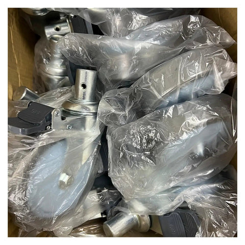 Box of 5 Inch Brake Silent Caster Wheel With 28mm Round Pole Buckle, packaged, PVC TPR wheel for mobile equipment
